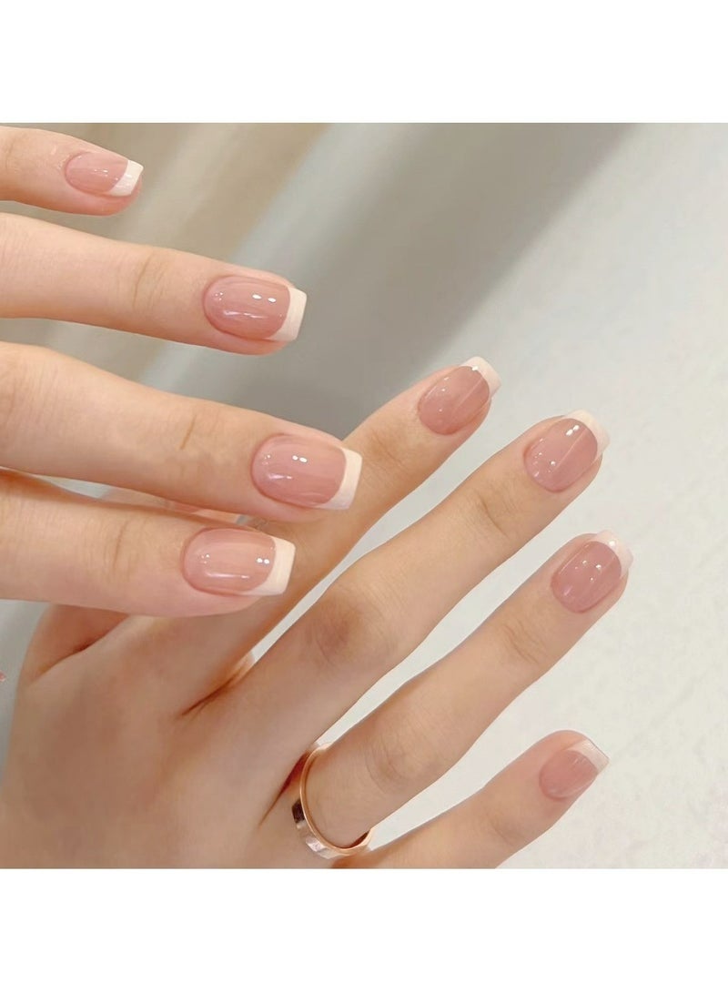 24-Piece French Gradient Wearable Nails Short Style Versatile Removable No Damage to Nails Finished Nails Suitable for Girls - Image 2